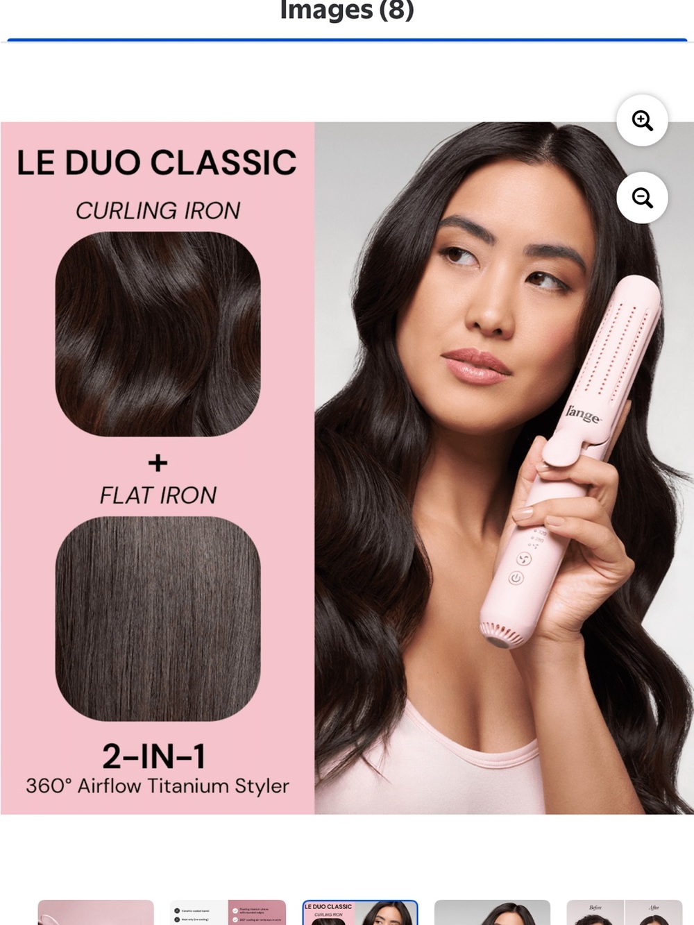 Lange Pink Le Duo Grande 360° Styler, 2-in-1 Curling & Titanium Flat Iron LNIB